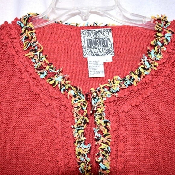 Like new boutique CURIO red cardigan - Picture 2 of 3
